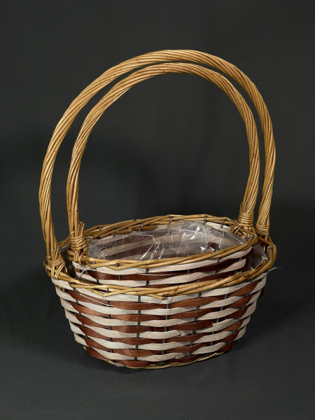 Корзины из ивы со вставкой 2 шт, коричнево-белый 27*19*12 22*14*10